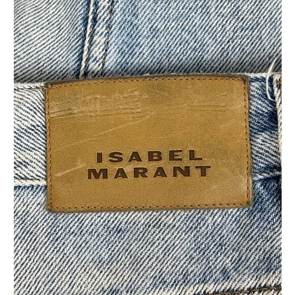 Isabel Marant Women’s 14 Laora Mid-Rise Slim-Leg Light Wash Blue Denim Jeans New - Picture 8 of 10